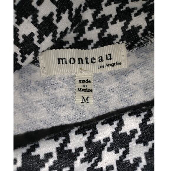 Monteau Sleeveless Cowl Neck Houndstooth Dress Black White Medium Posh Style - Picture 2 of 13